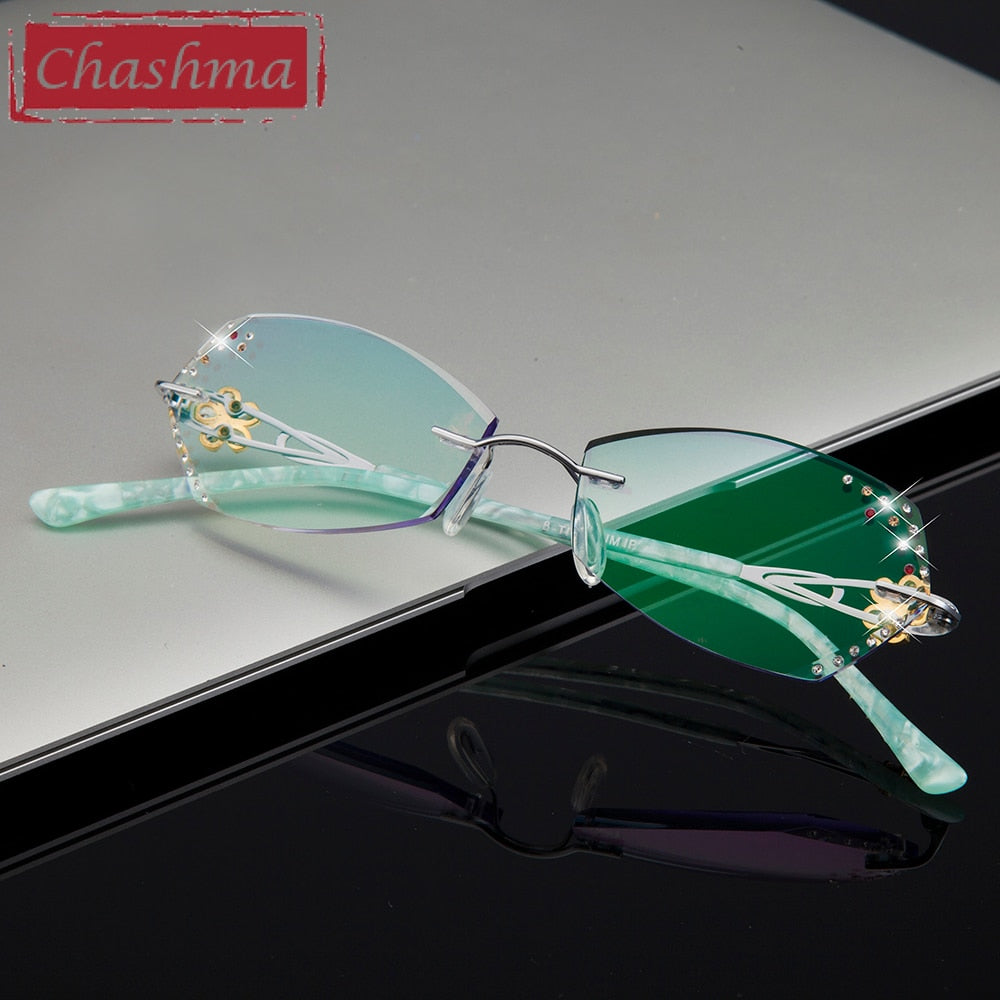 Chashma Women's Rimless Square Titanium Eyeglasses 2889 Rimless Chashma