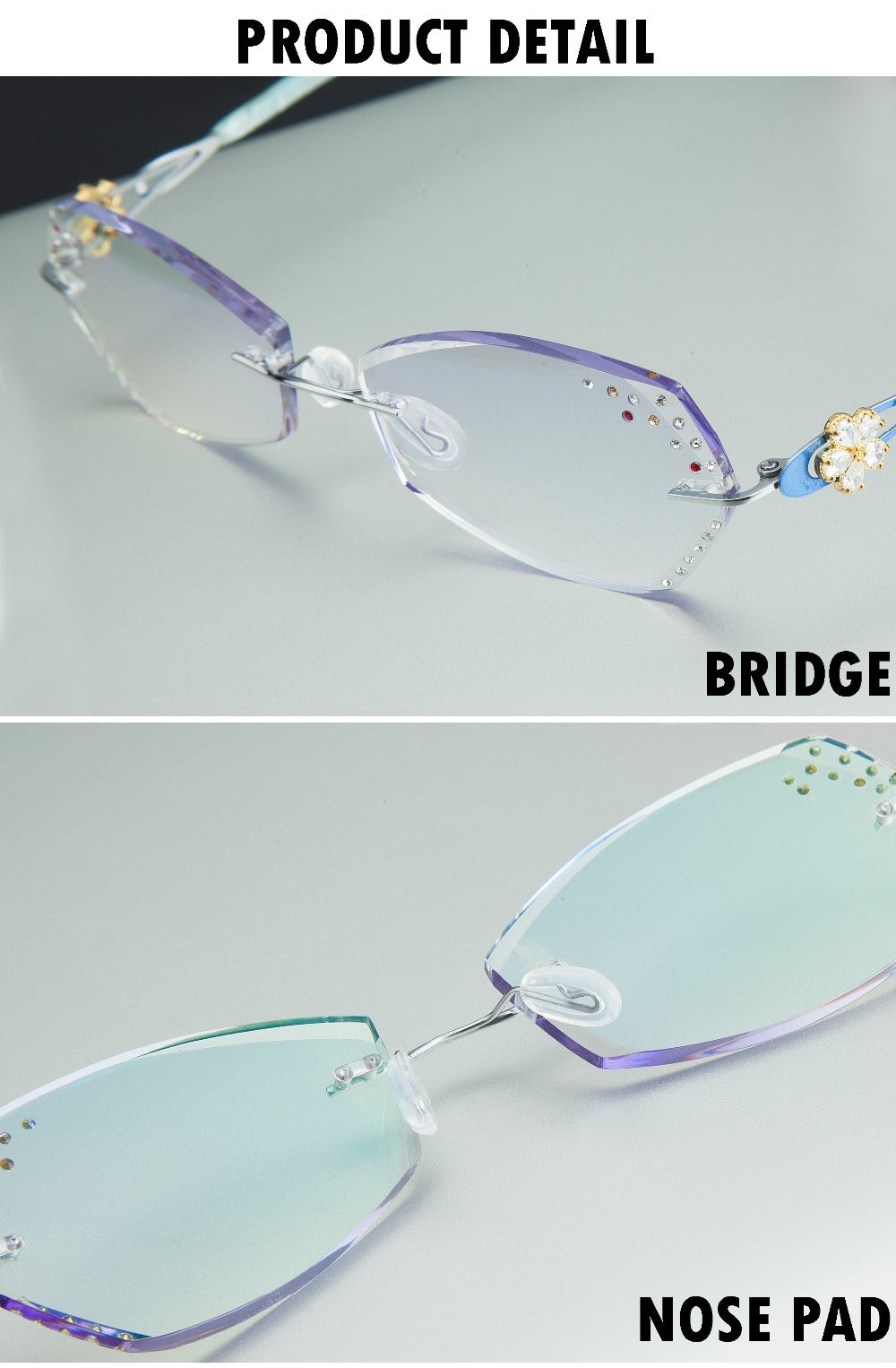 Chashma Women's Rimless Square Titanium Eyeglasses 2889 Rimless Chashma