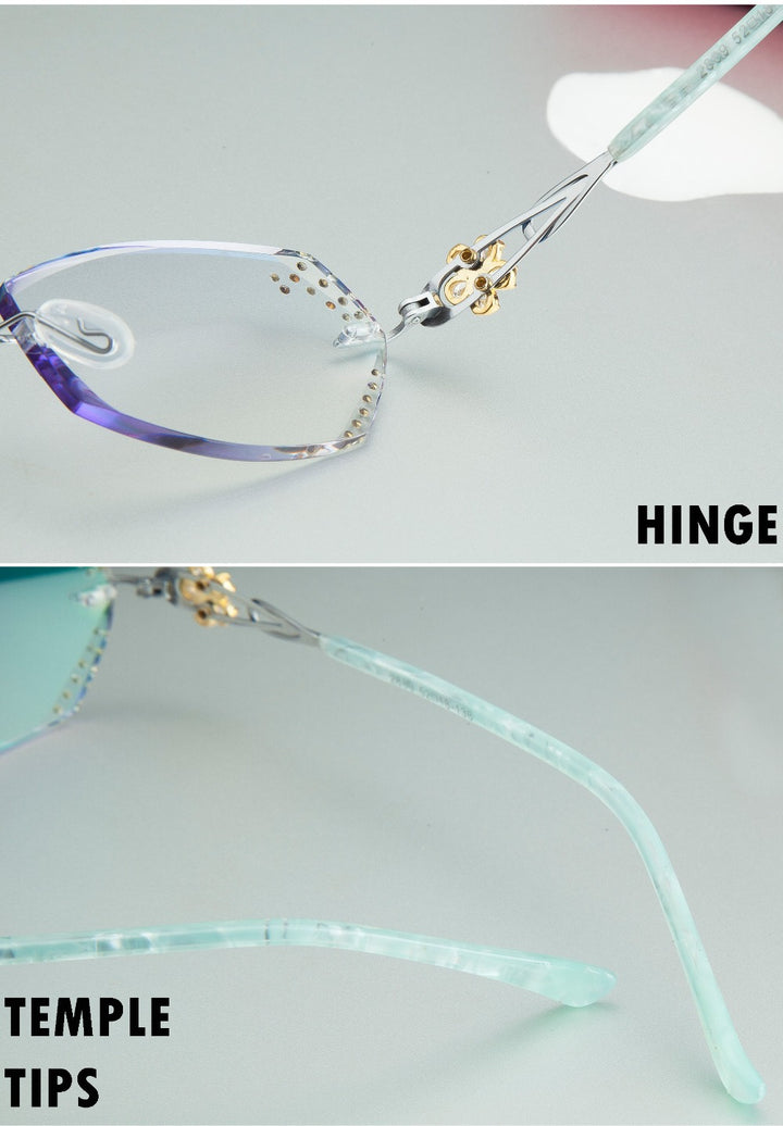 Chashma Women's Rimless Square Titanium Eyeglasses 2889 Rimless Chashma