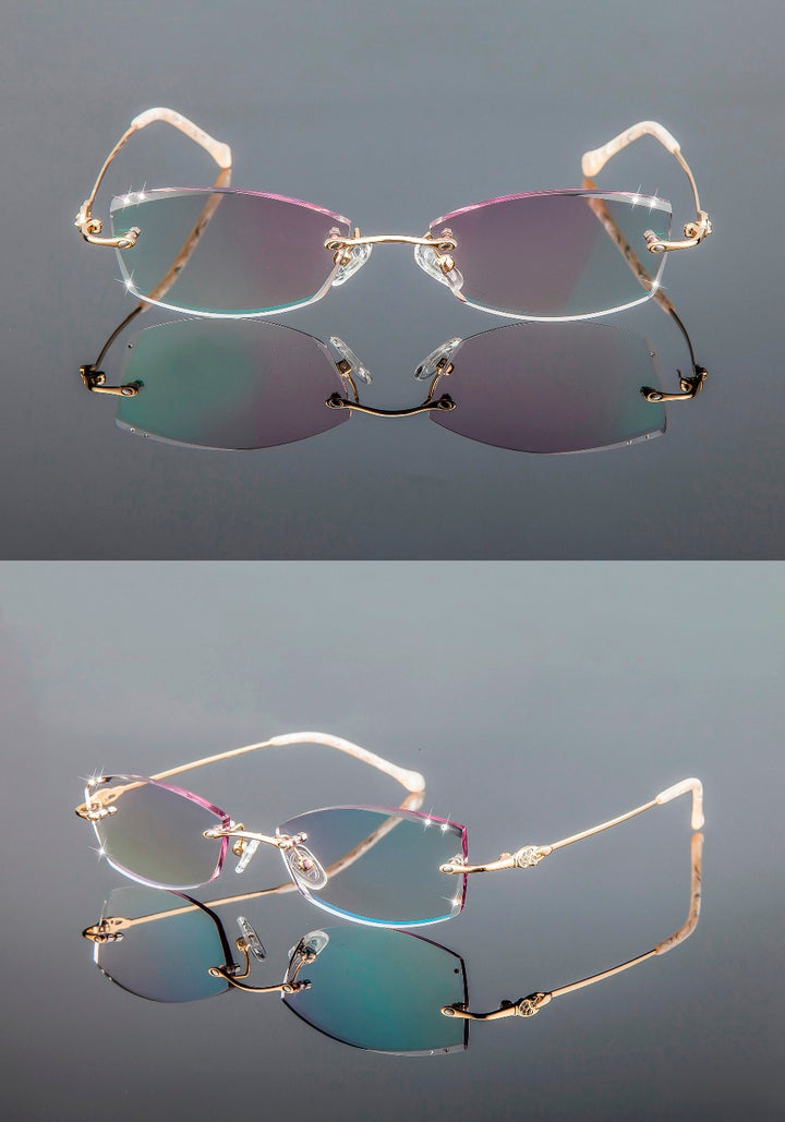 Chashma Women's Rimless Eyeglasses Diamond Cut Tint Lenses 3085 Rimless Chashma