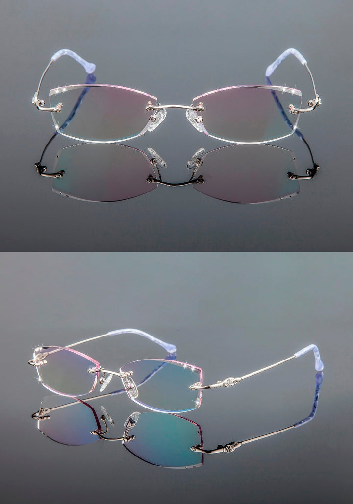 Chashma Women's Rimless Eyeglasses Diamond Cut Tint Lenses 3085 Rimless Chashma