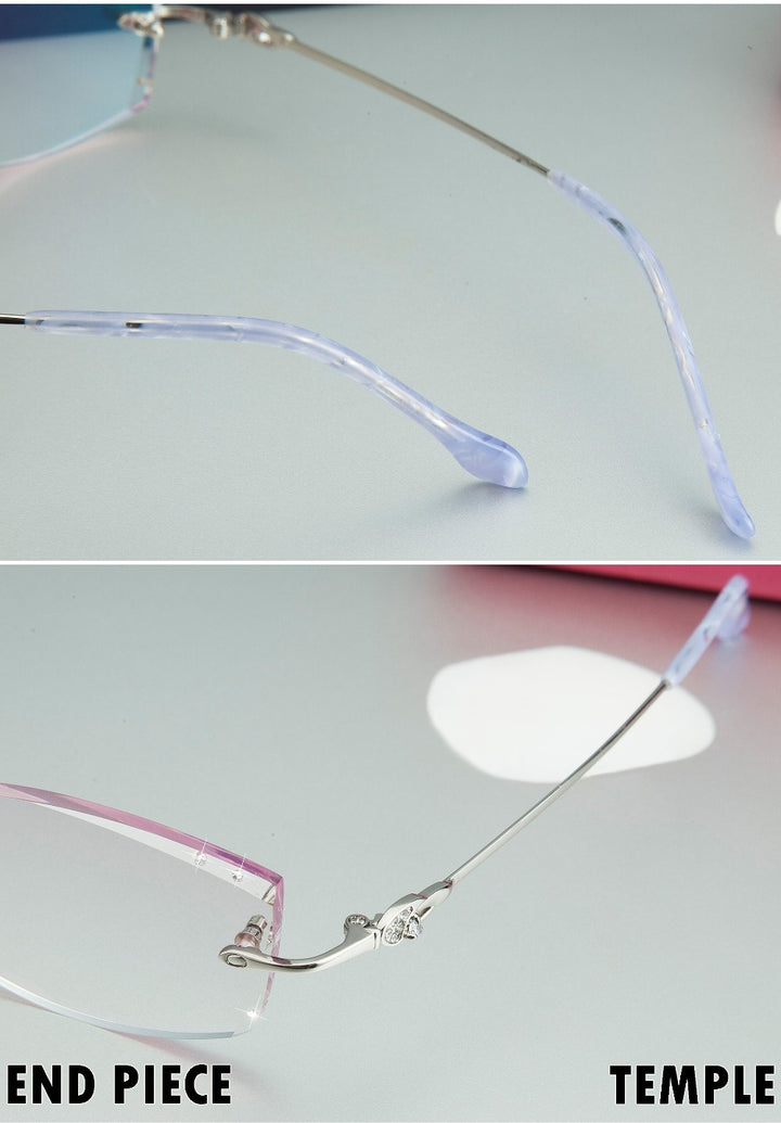 Chashma Women's Rimless Eyeglasses Diamond Cut Tint Lenses 3085 Rimless Chashma