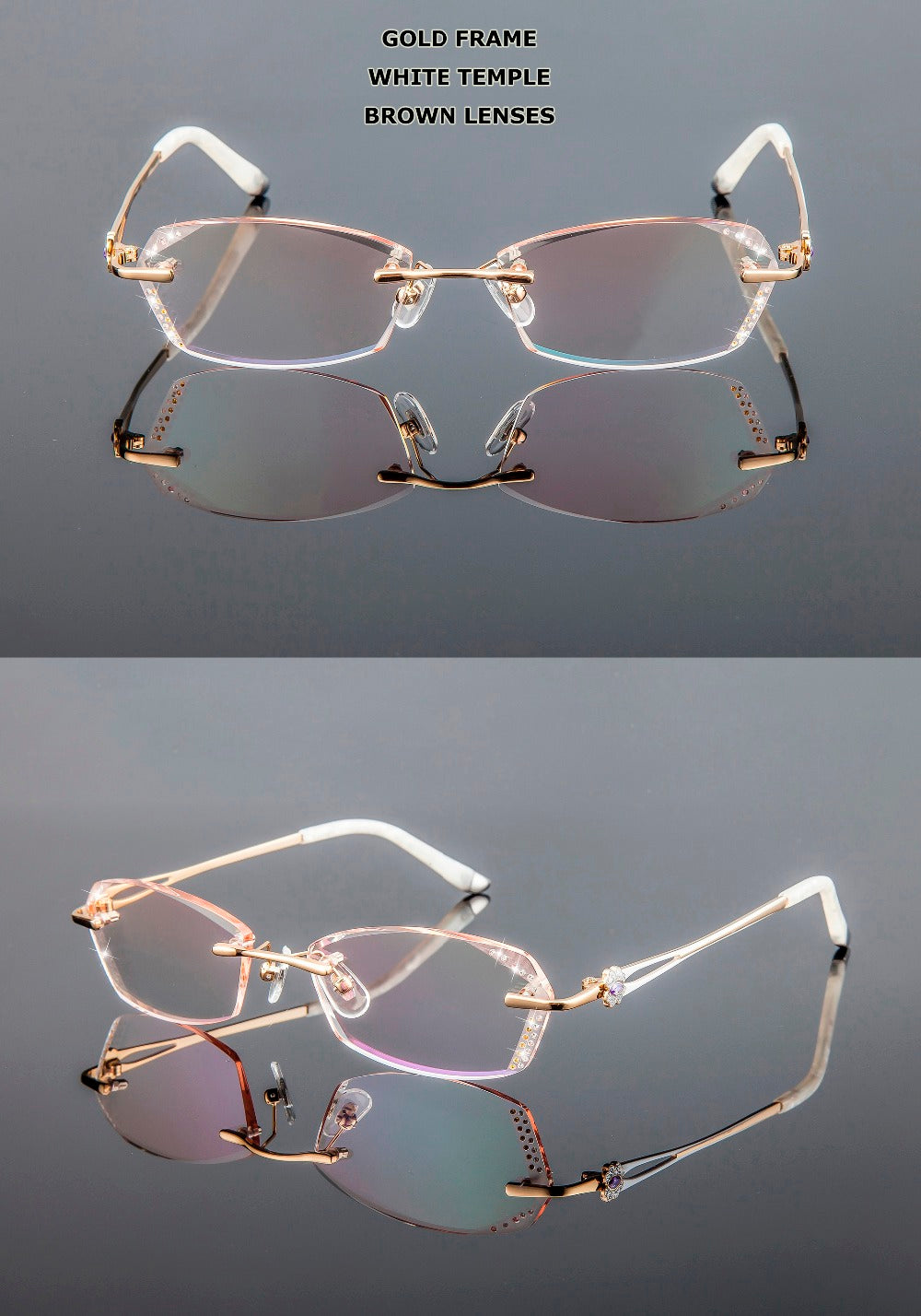 Chashma Women's Rimless Diamond Cut Tint Lenses 856 Rimless Chashma
