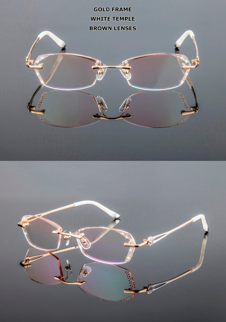 Chashma Women's Rimless Diamond Cut Tint Lenses 856 Rimless Chashma