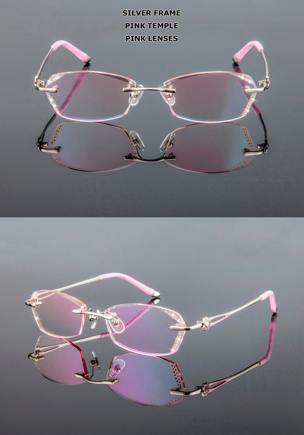 Chashma Women's Rimless Diamond Cut Tint Lenses 856 Rimless Chashma