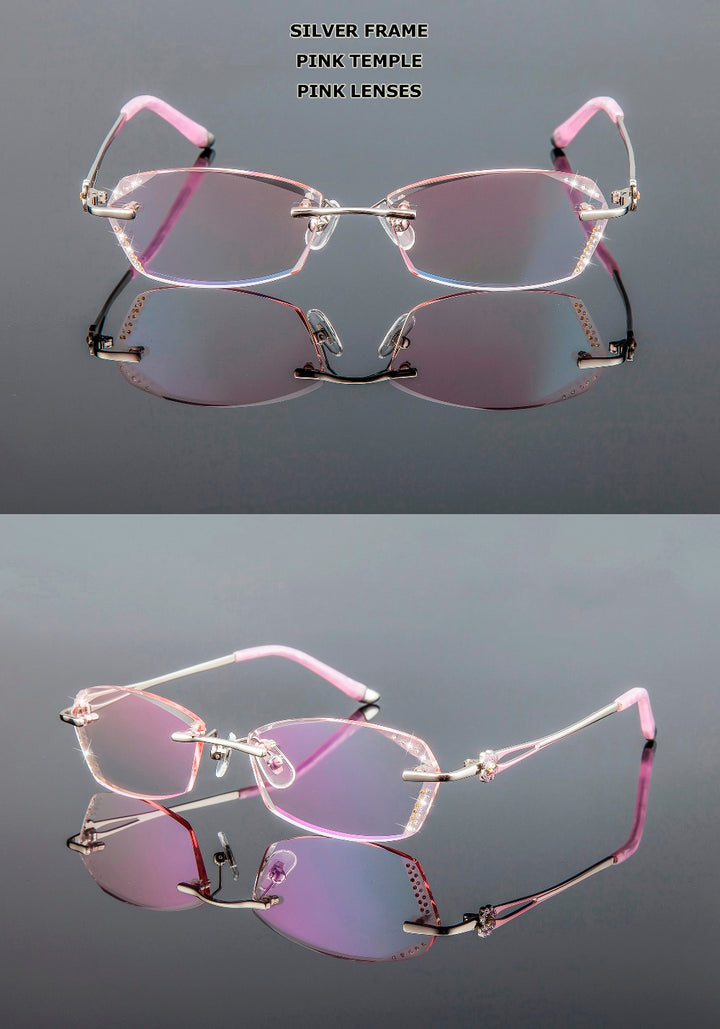 Chashma Women's Rimless Diamond Cut Tint Lenses 856 Rimless Chashma