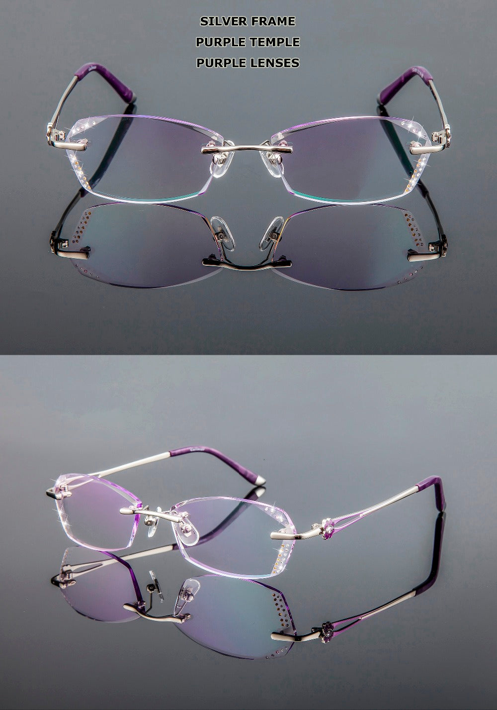Chashma Women's Rimless Diamond Cut Tint Lenses 856 Rimless Chashma