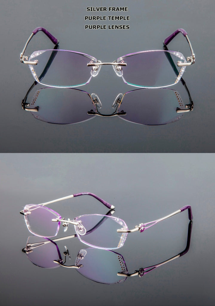 Chashma Women's Rimless Diamond Cut Tint Lenses 856 Rimless Chashma