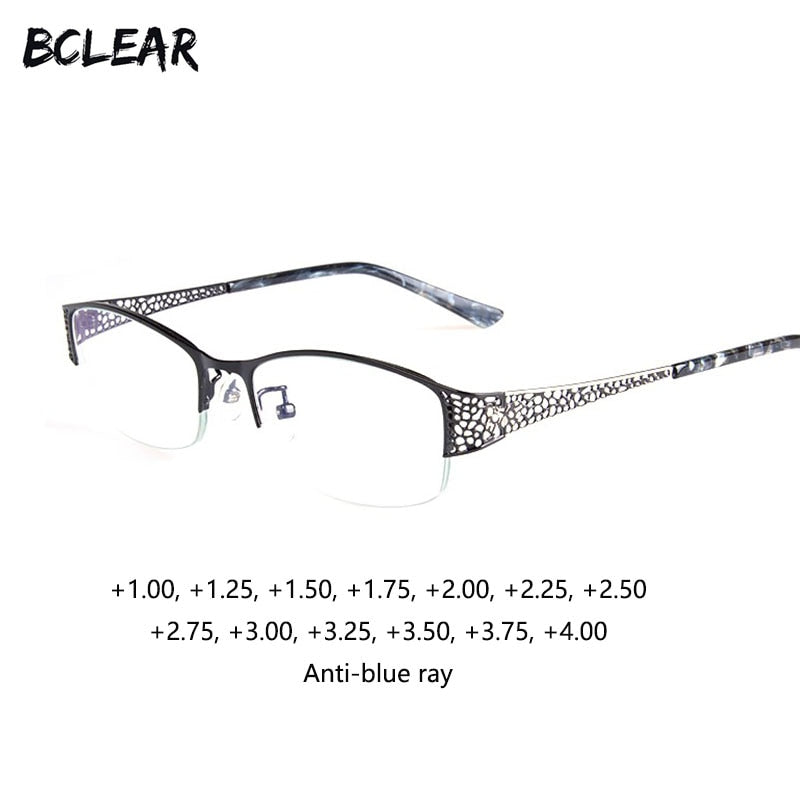 Bclear Women's Reading Glasses Semi Rim Anti Blue Square  F99001 Reading Glasses Bclear