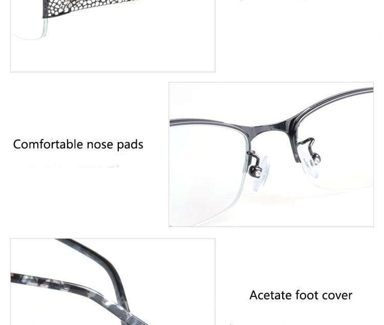 Bclear Women's Reading Glasses Semi Rim Anti Blue Square  F99001 Reading Glasses Bclear