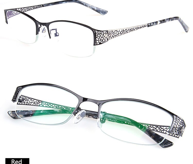 Bclear Women's Reading Glasses Semi Rim Anti Blue Square  F99001 Reading Glasses Bclear +100 Black