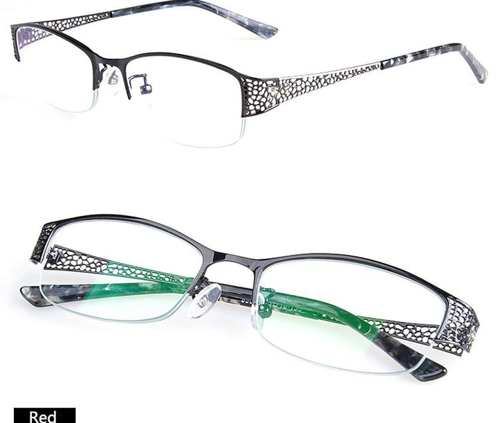 Bclear Women's Reading Glasses Semi Rim Anti Blue Square  F99001 Reading Glasses Bclear +100 Black