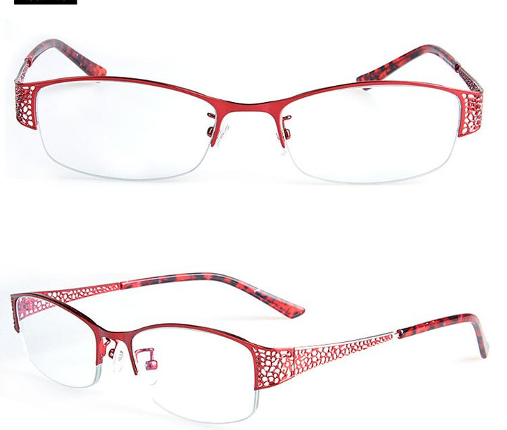 Bclear Women's Reading Glasses Semi Rim Anti Blue Square  F99001 Reading Glasses Bclear +100 Red