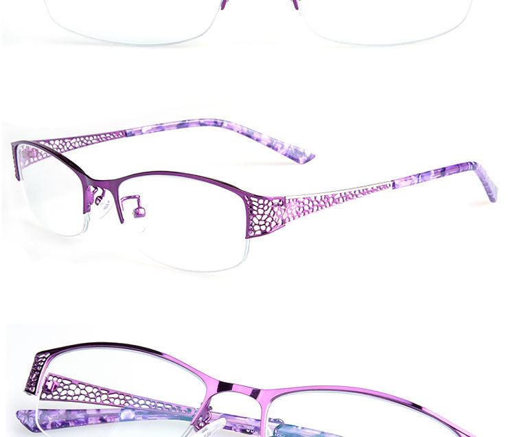 Bclear Women's Reading Glasses Semi Rim Anti Blue Square  F99001 Reading Glasses Bclear +100 Purple