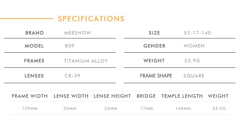 Meeshow Women's Eyeglasses Titanium Alloy 809 Full Rim Meeshow