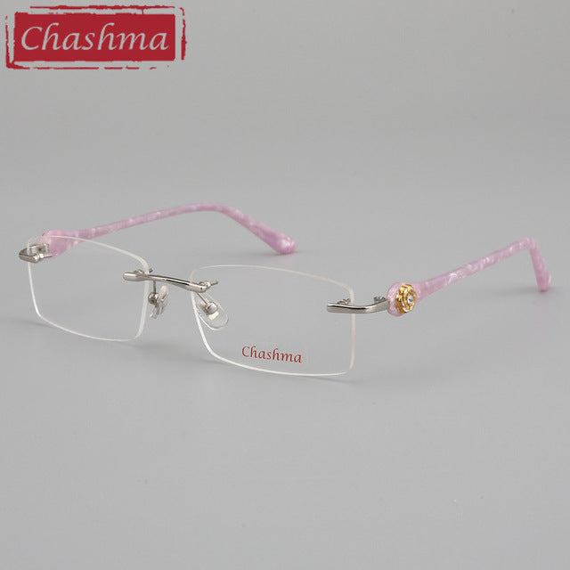 Chashma Women's Rimless Eyeglasses Titanium Frames 58031 Rimless Chashma Pink