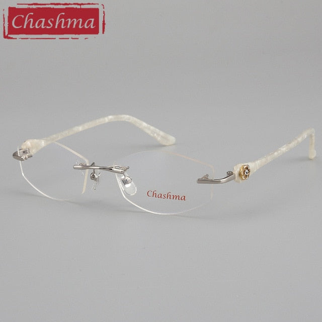 Chashma Women's Rimless Eyeglasses Titanium Frames 58031 Rimless Chashma White