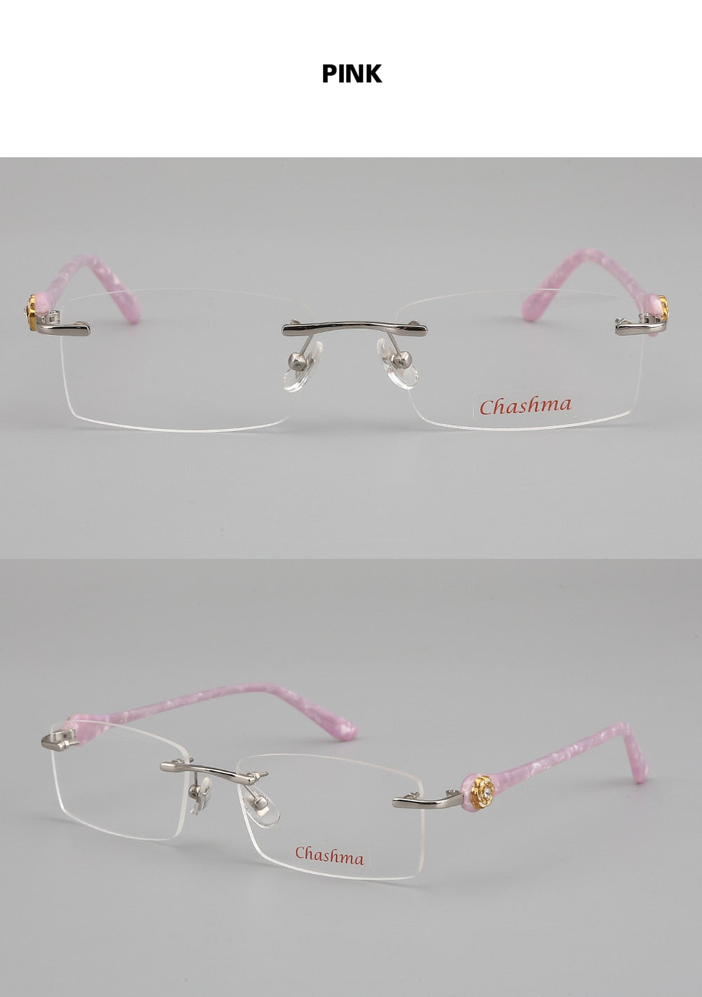 Chashma Women's Rimless Eyeglasses Titanium Frames 58031 Rimless Chashma