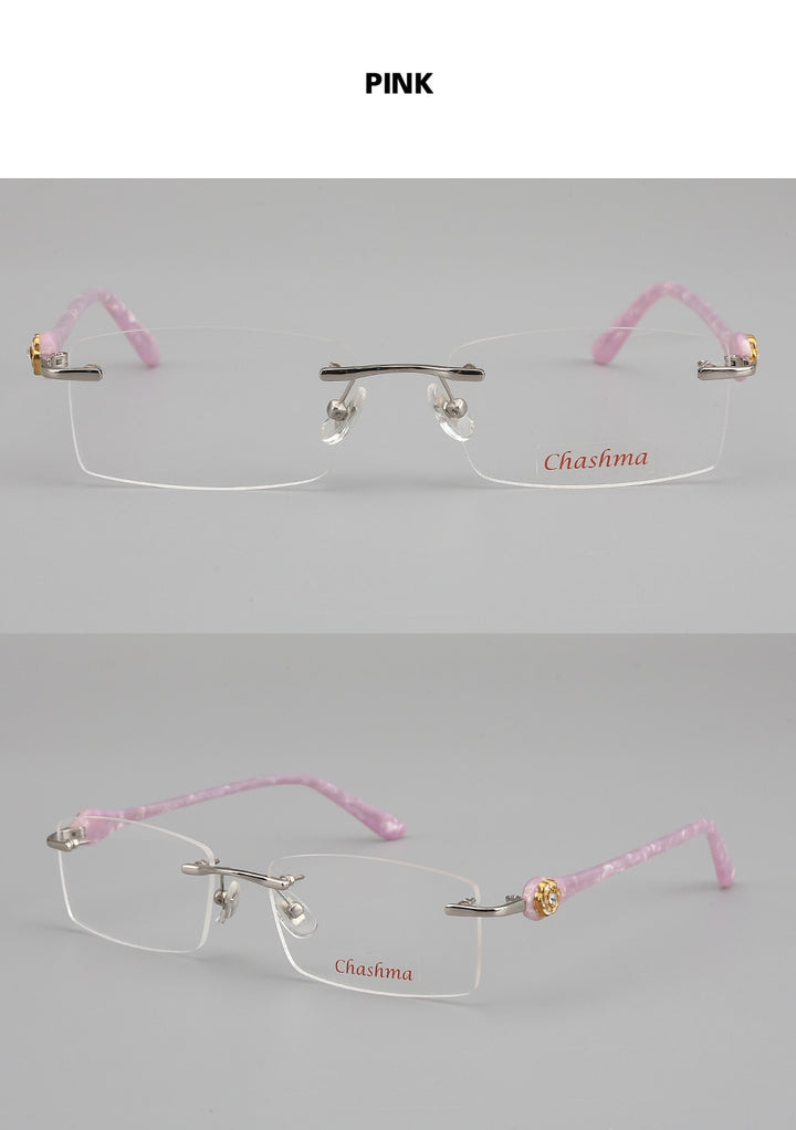 Chashma Women's Rimless Eyeglasses Titanium Frames 58031 Rimless Chashma
