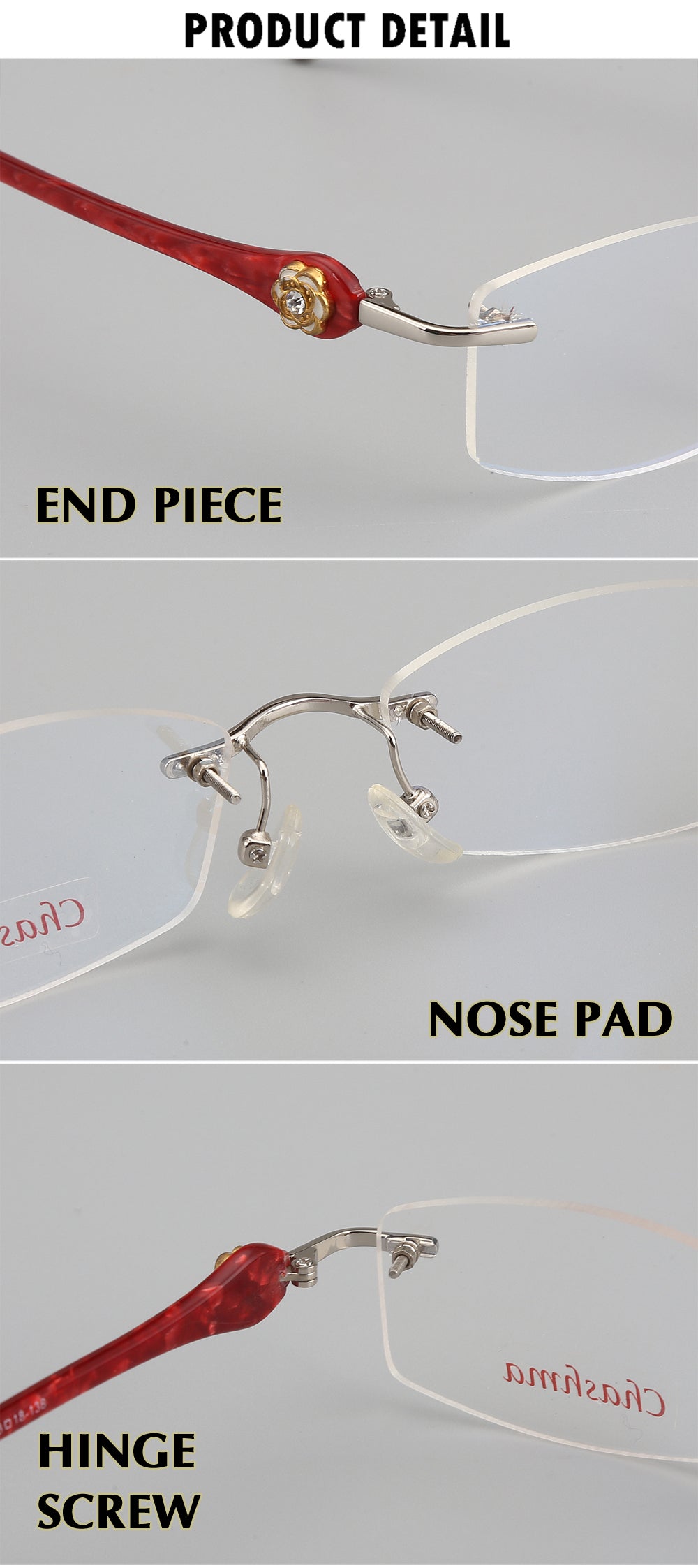 Chashma Women's Rimless Eyeglasses Titanium Frames 58031 Rimless Chashma