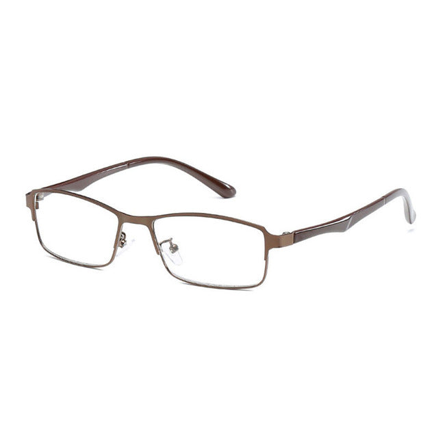 Hotochky Unisex Full Rim Square Stainless Steel Non Spherical Reading Glasses T076 Reading Glasses Hotochki +100 Brown