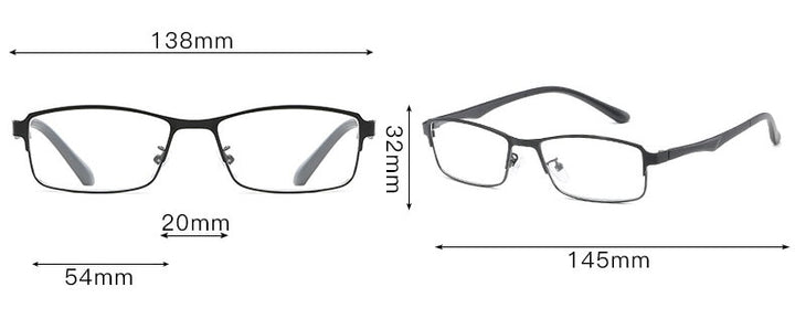 Hotochky Unisex Full Rim Square Stainless Steel Non Spherical Reading Glasses T076 Reading Glasses Hotochki