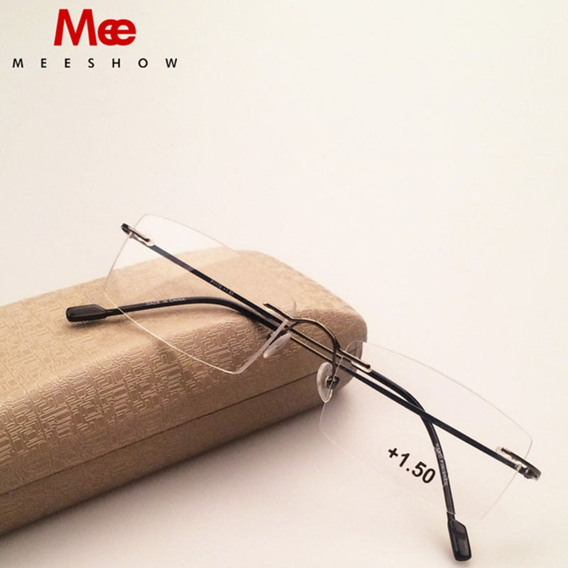 Meeshow Unisex Rimless Titanium Reading Glasses 8508 Reading Glasses Meeshow