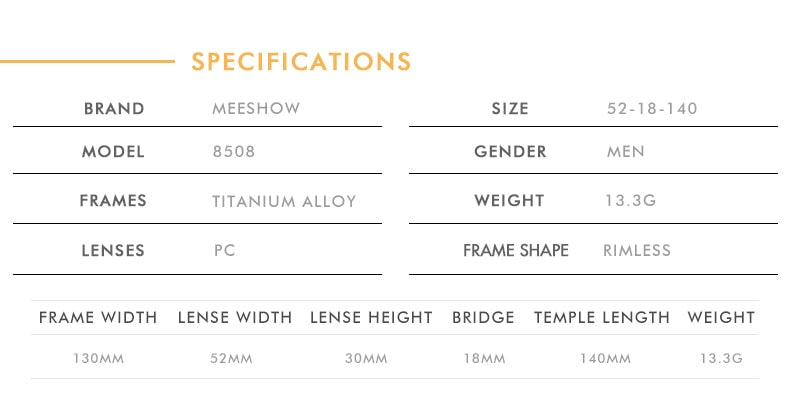 Meeshow Unisex Rimless Titanium Reading Glasses 8508 Reading Glasses Meeshow