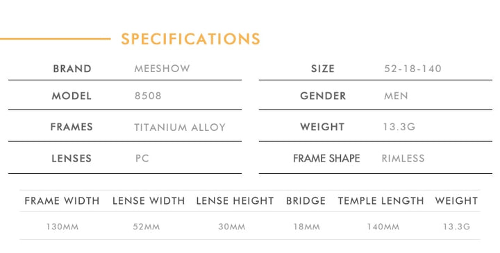 Meeshow Unisex Rimless Titanium Reading Glasses 8508 Reading Glasses Meeshow