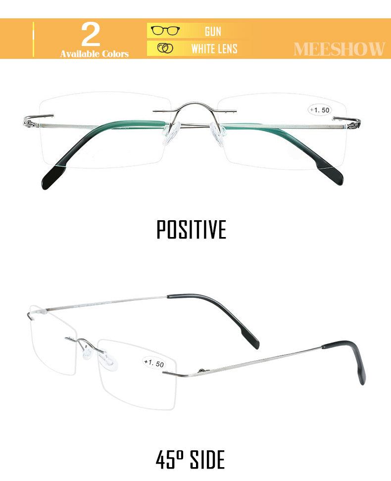 Meeshow Unisex Rimless Titanium Reading Glasses 8508 Reading Glasses Meeshow