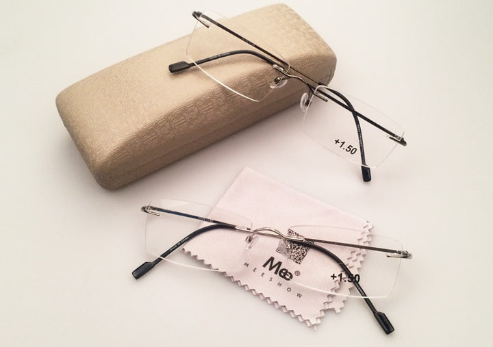 Meeshow Unisex Rimless Titanium Reading Glasses 8508 Reading Glasses Meeshow