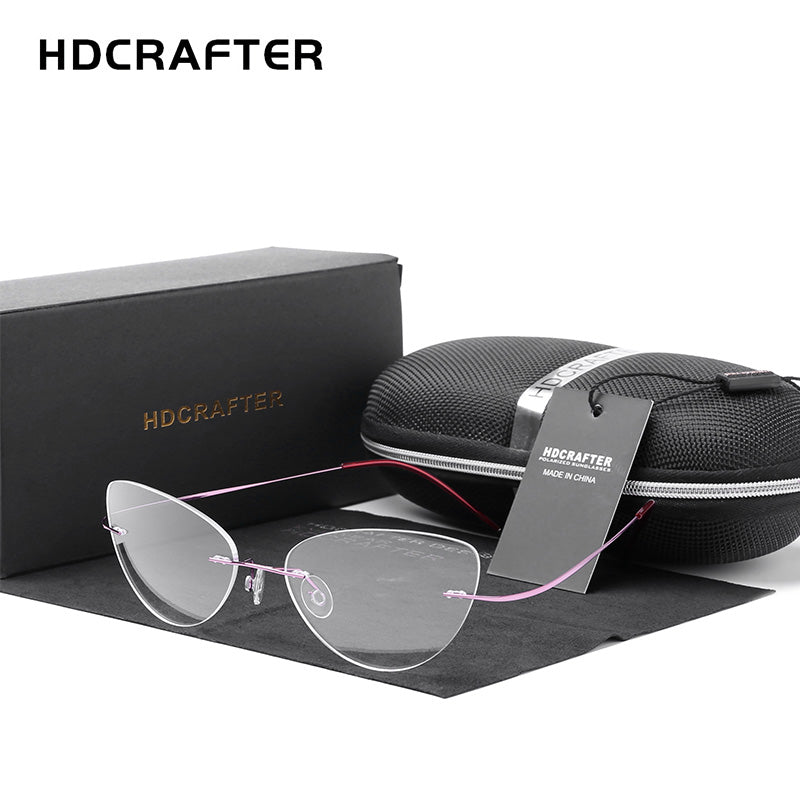 Hdcrafter Rimless Glasses Frame Women Cat Eye Titanium Ultralight Frameless 20003 Rimless Hdcrafter Eyeglasses