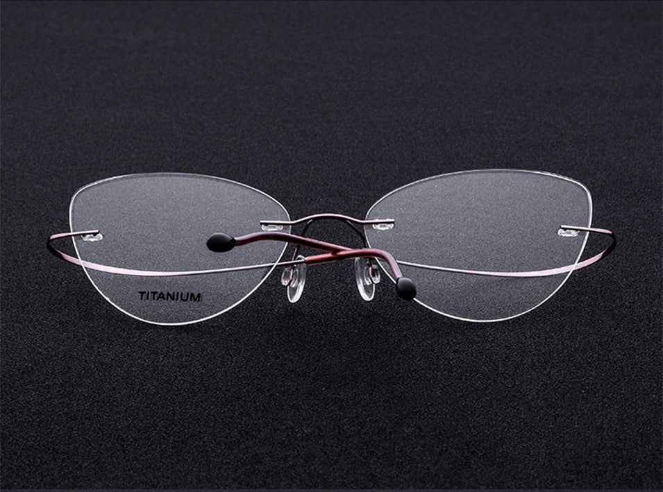 Hdcrafter Rimless Glasses Frame Women Cat Eye Titanium Ultralight Frameless 20003 Rimless Hdcrafter Eyeglasses