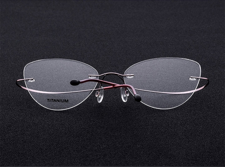 Hdcrafter Rimless Glasses Frame Women Cat Eye Titanium Ultralight Frameless 20003 Rimless Hdcrafter Eyeglasses