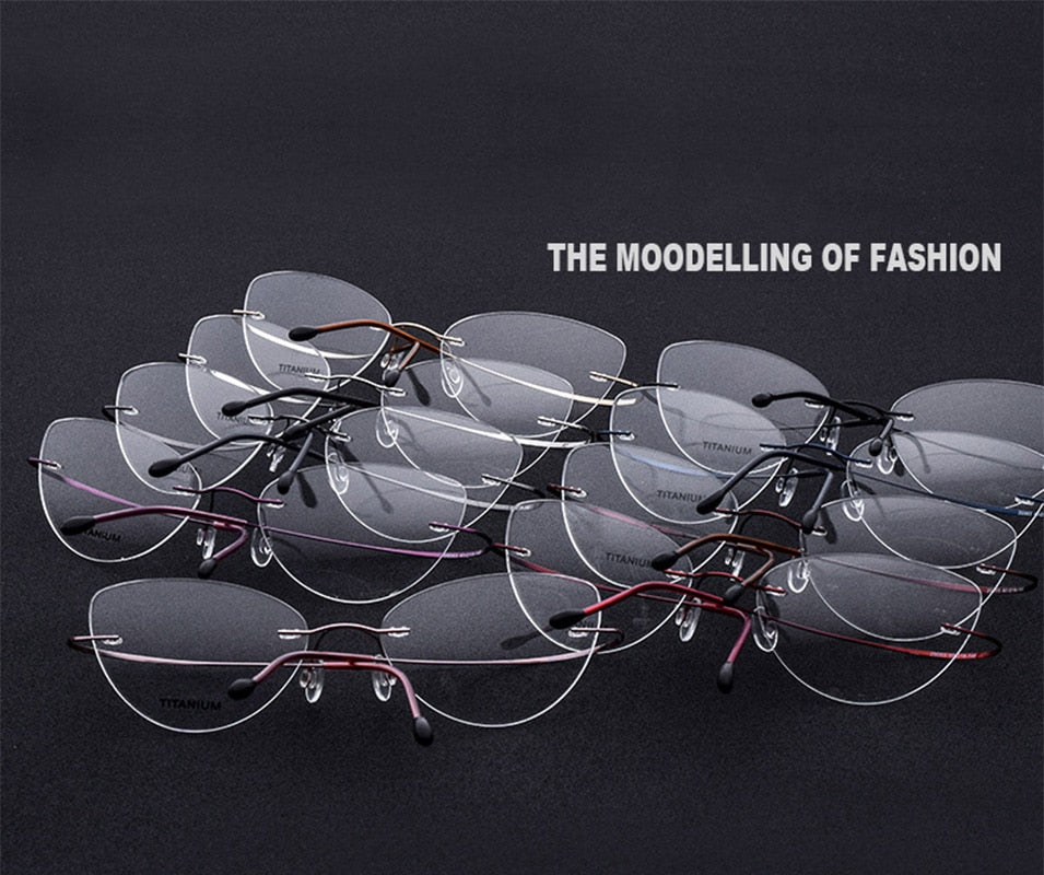 Hdcrafter Rimless Glasses Frame Women Cat Eye Titanium Ultralight Frameless 20003 Rimless Hdcrafter Eyeglasses