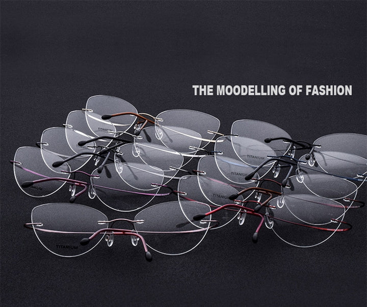 Hdcrafter Rimless Glasses Frame Women Cat Eye Titanium Ultralight Frameless 20003 Rimless Hdcrafter Eyeglasses