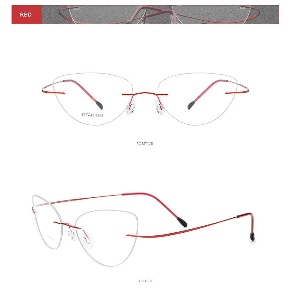 Hdcrafter Rimless Glasses Frame Women Cat Eye Titanium Ultralight Frameless 20003 Rimless Hdcrafter Eyeglasses