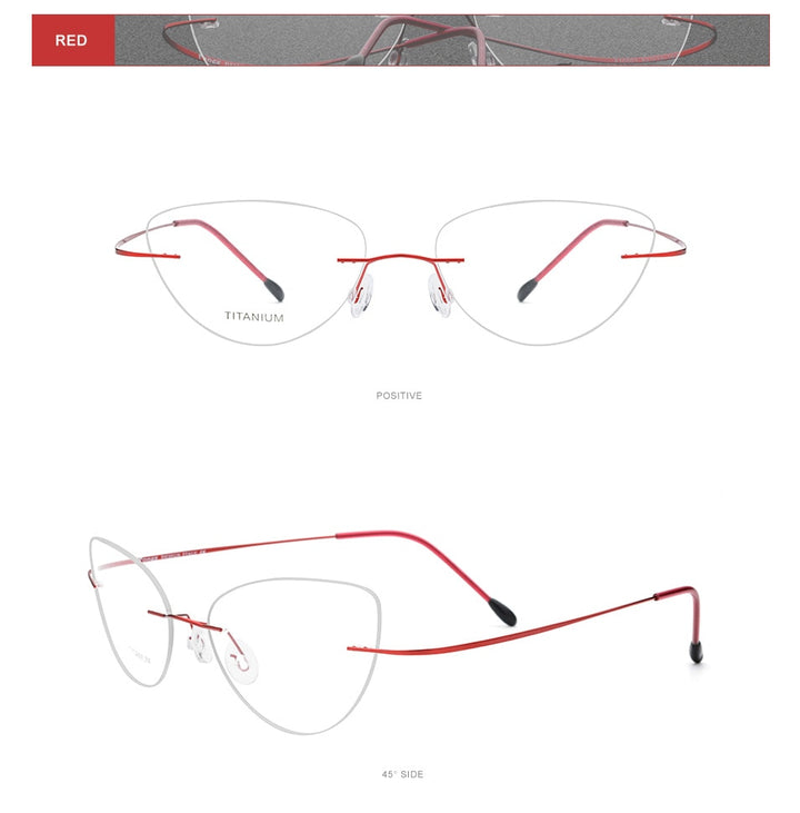 Hdcrafter Rimless Glasses Frame Women Cat Eye Titanium Ultralight Frameless 20003 Rimless Hdcrafter Eyeglasses