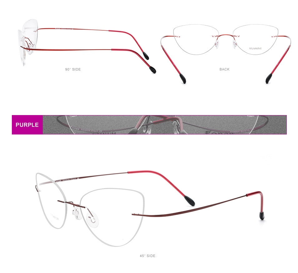 Hdcrafter Rimless Glasses Frame Women Cat Eye Titanium Ultralight Frameless 20003 Rimless Hdcrafter Eyeglasses