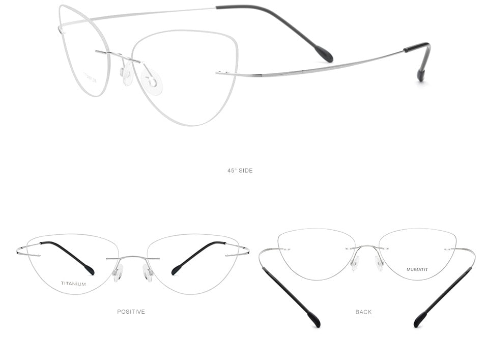 Hdcrafter Rimless Glasses Frame Women Cat Eye Titanium Ultralight Frameless 20003 Rimless Hdcrafter Eyeglasses