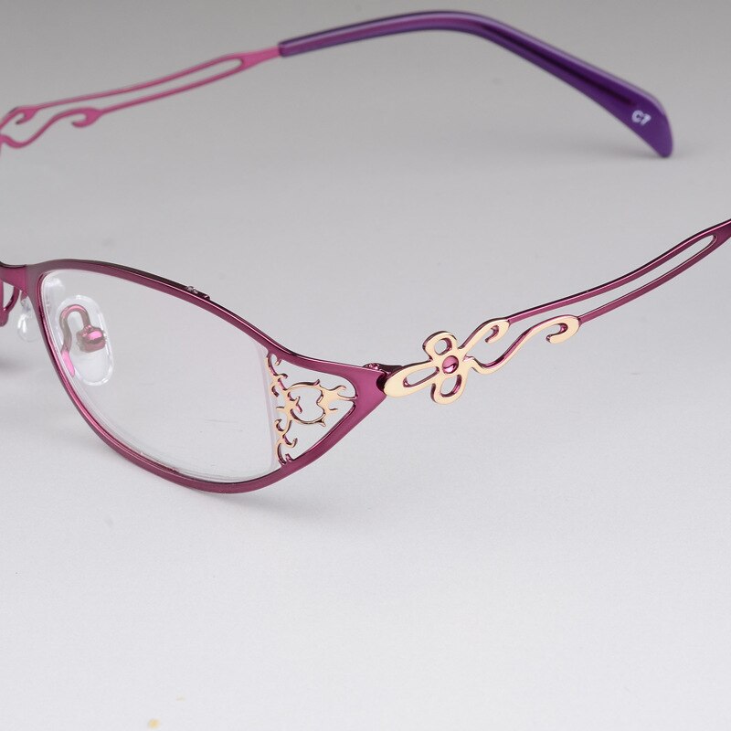 Bclear Women's Glasses Hollow Carved Metal Full Frame Alloy Ultra-Light Eyeglasses S8107 Full Rim Bclear