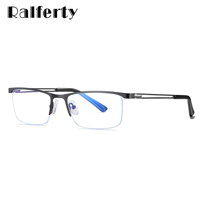 Ralferty Men's Semi Rim Rectangle Alloy Eyeglasses D5916 Semi Rim Ralferty