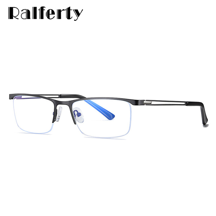 Ralferty Men's Semi Rim Rectangle Alloy Eyeglasses D5916 Semi Rim Ralferty