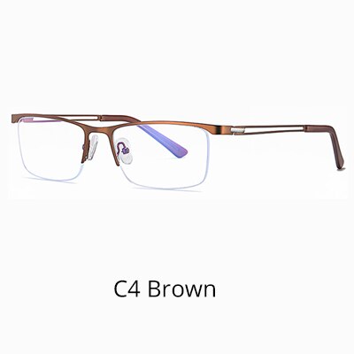 Ralferty Men's Semi Rim Rectangle Alloy Eyeglasses D5916 Semi Rim Ralferty C4 Brown