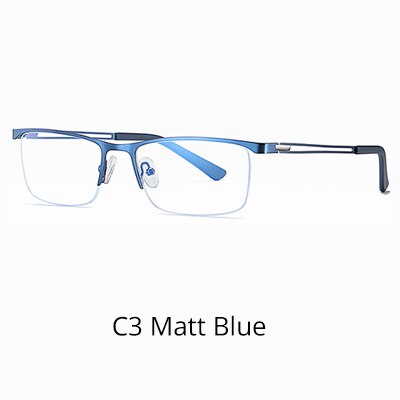 Ralferty Men's Semi Rim Rectangle Alloy Eyeglasses D5916 Semi Rim Ralferty C3 Matt Blue