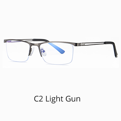 Ralferty Men's Semi Rim Rectangle Alloy Eyeglasses D5916 Semi Rim Ralferty C2 Light Gun