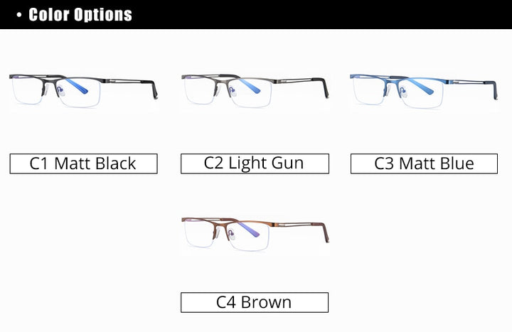 Ralferty Men's Semi Rim Rectangle Alloy Eyeglasses D5916 Semi Rim Ralferty