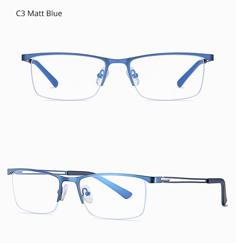 Ralferty Men's Semi Rim Rectangle Alloy Eyeglasses D5916 Semi Rim Ralferty