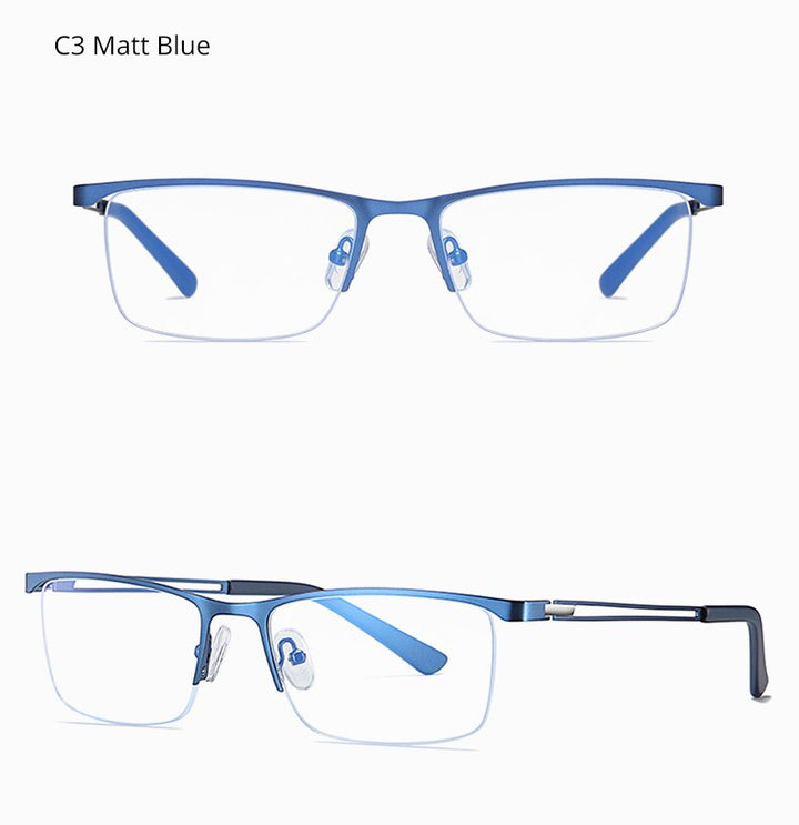 Ralferty Men's Semi Rim Rectangle Alloy Eyeglasses D5916 Semi Rim Ralferty