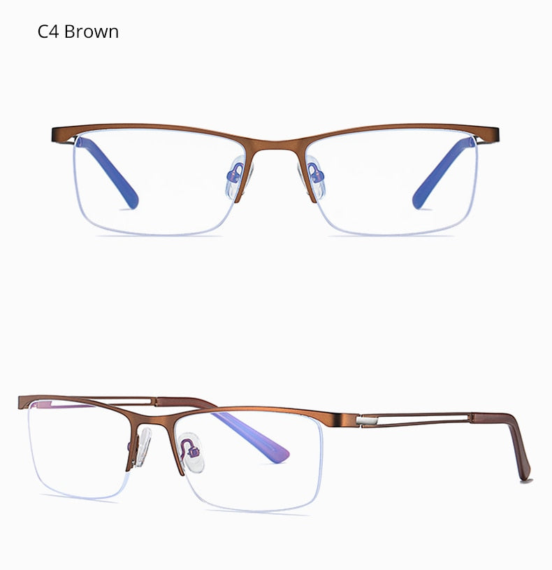 Ralferty Men's Semi Rim Rectangle Alloy Eyeglasses D5916 Semi Rim Ralferty